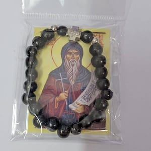 Дрвена бројаница са иконицом - црна