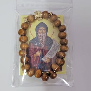 Дрвена бројаница са иконицом - боја дрвета